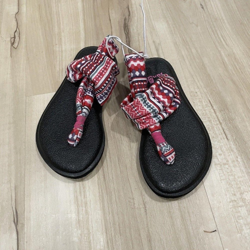 Sanuk Yoga Sling Kids' Raspberry Lanai Burst Prints Sandals 7-8M‎